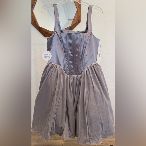 STAUD Landscape Dress corset dress silver tulle dress size 14 large - Picture 9 of 16
